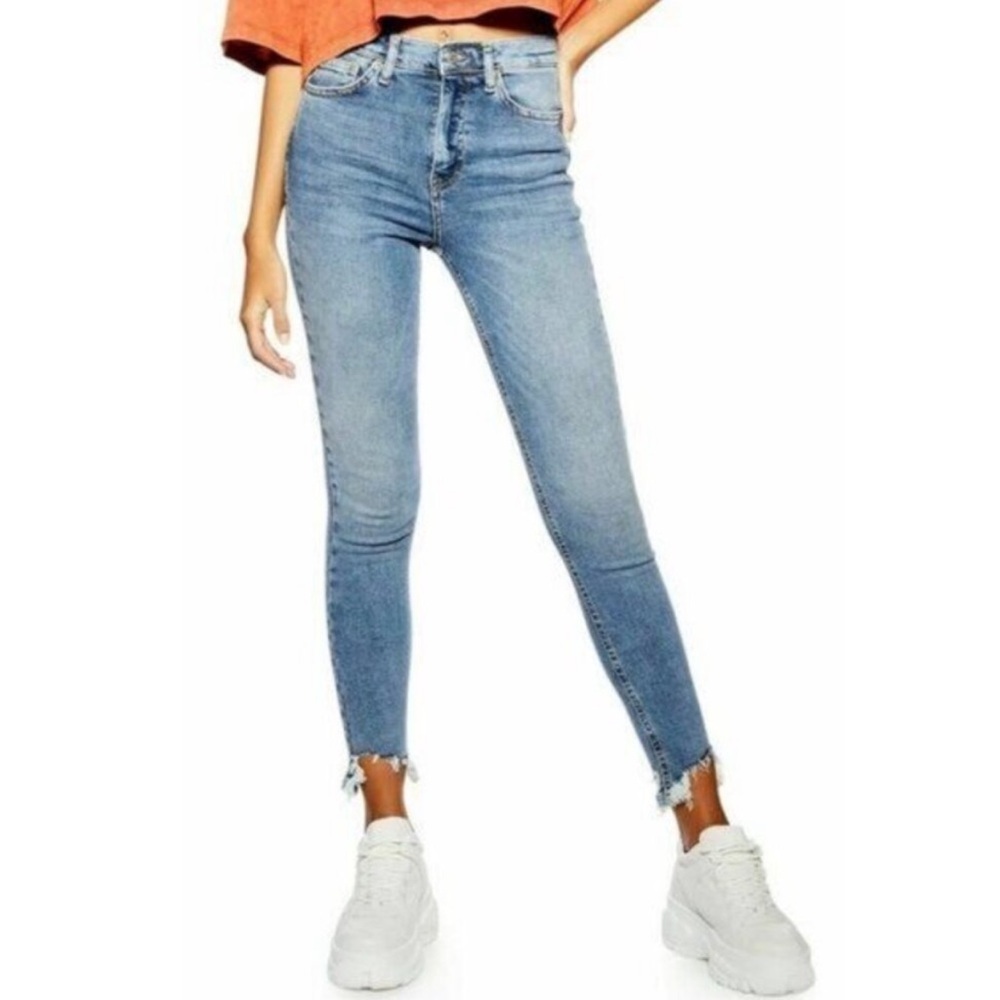 NWT TOPSHOP JAMIE  HIGH WAIST ED SKINNY WOMEN 28 DISTRESSED